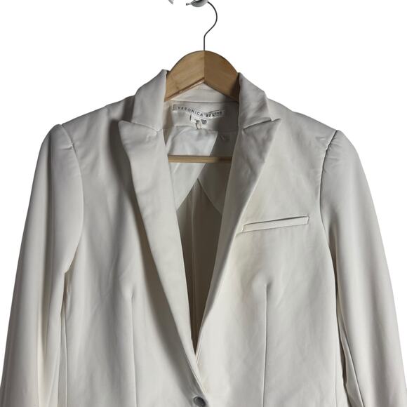 Veronica Beard White Scuba Zip Pocket Dickey Office Travel Blazer Jacket Size 6 - Picture 6 of 16